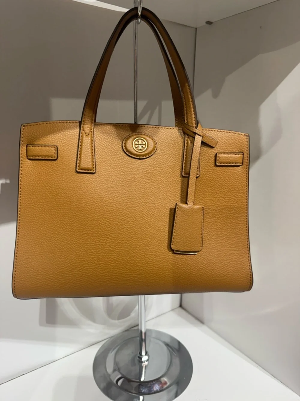 Tory Burch Cognac Pebbled Leather Satchel - Picture 2 of 5